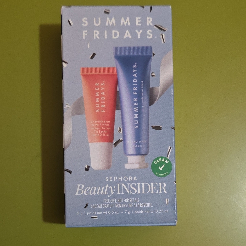 Summer Fridays Butter Lip Balm In Pink Sugar and Jet Lag Mask Set
